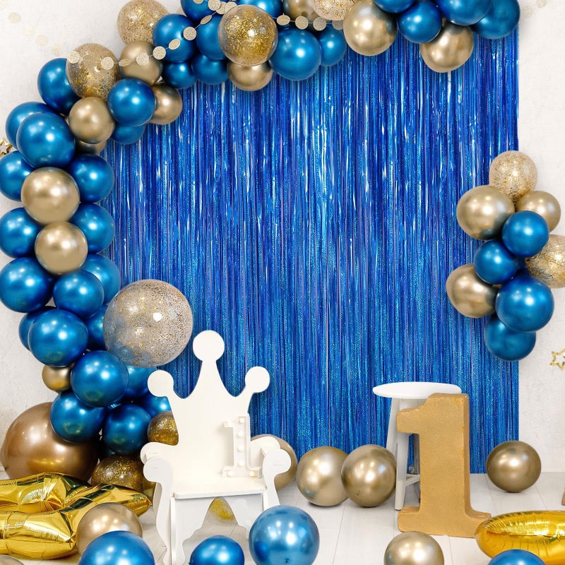 TOTAFAM 2 Pack Fringe Curtains Backdrops, Foil Fringe Curtains, Door Streamers for Birthday Wedding Bridal Shower Holiday Graduation Party Decorations, Photo Booth Backdrops Glitter Blue - Image 5